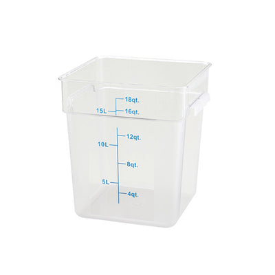 Winco PTSC-18 18 Qt Polypropylene Clear Square Food Container