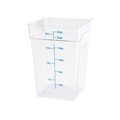 Winco PTSC-22 22 Qt Polypropylene Clear Square Food Container