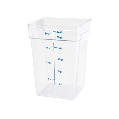 Winco PTSC-22 22 Qt Polypropylene Clear Square Food Container