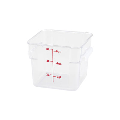 Winco PTSC-6 6 Qt Polypropylene Clear Square Food Container