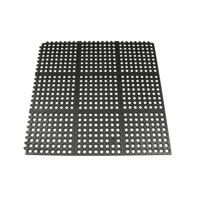 Winco RBMI-33K 3' x 3' Black Interlocking Floor Mat - 1/2" Thick