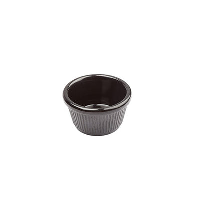 Winco RFM-2K 2 Oz Fluted Black Melamine Ramekin