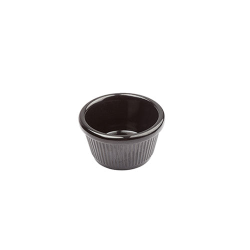 Winco RFM-4K 4 Oz Fluted Black Melamine Ramekin