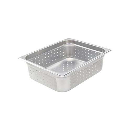 Winco SPJH-204PF Half Size Stainless Steel Perforated Steam Pan - 4" Deep