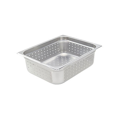 Winco SPJH-204PF Half Size Stainless Steel Perforated Steam Pan - 4" Deep
