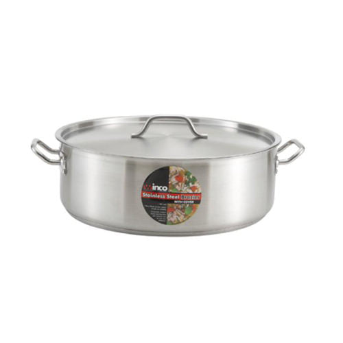 Winco SSLB-25 25 Qt Premium Stainless Steel Brazier With Cover