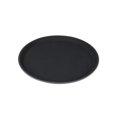 Winco TFG-16K 16" Round Non-Slip Black Serving Tray