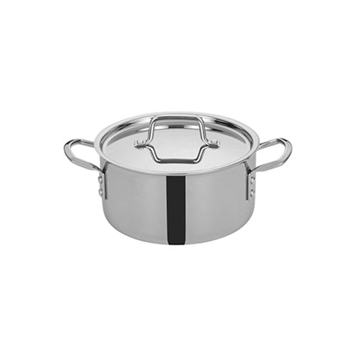 Winco TGSP-6 6 Qt Tri-Ply Stainless Steel Stock Pot with Cover