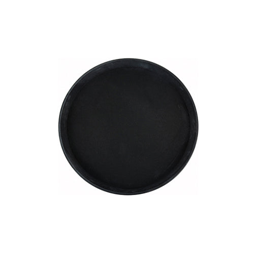 Winco TRH-11K 11" Easy Hold Round Black Rubber Lined Plastic Tray