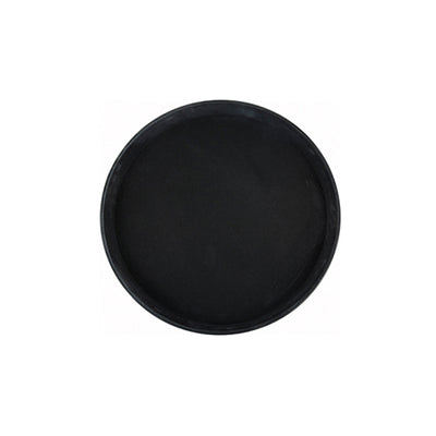 Winco TRH-11K 11" Easy Hold Round Black Rubber Lined Plastic Tray