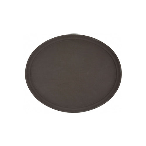 Winco TRH-2722 22" x 27" Easy Hold Oval Brown Rubber Lined Plastic Tray