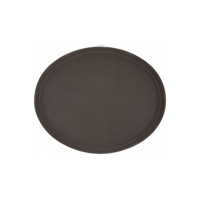 Winco TRH-2722 22" x 27" Easy Hold Oval Brown Rubber Lined Plastic Tray