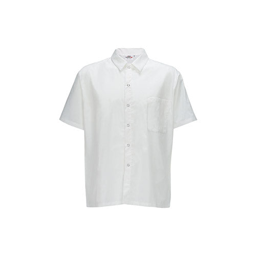 Winco UNF-1W Small White Poly-Cotton Blend Short Sleeved Chef Shirt