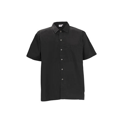 Winco UNF-1KXXL Black Poly-Cotton Blend Short Sleeved Chef Shirt - Double Extra Large