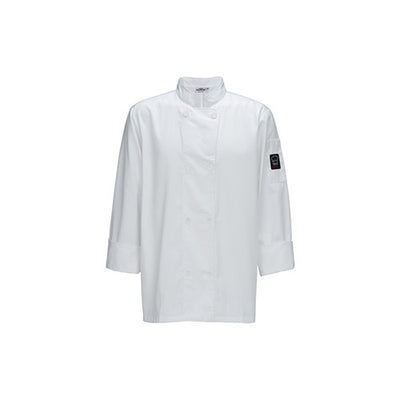 Winco UNF-6WXXL White Poly-Cotton Men’s Tapered Fit Chef Jacket - Double Extra Large
