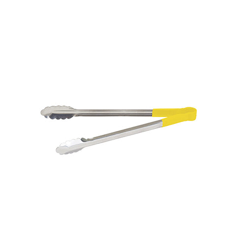 Winco UTPH-16Y 16" Yellow Heat Resistant Utility Tong