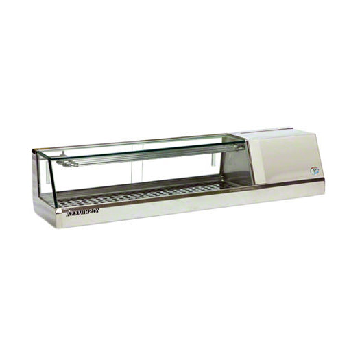 Yoshimasa YMSC-6-L 72" Self-Contained Curved Glass Refrigerated Sushi Case - Right Side Compressor