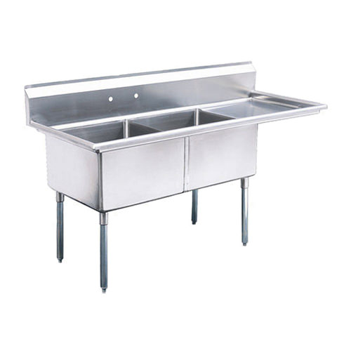 EFI SI818-2RC 18x18x11 Center Drain Two Compartment Sink With Right Drain Board