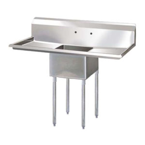 EFI SI824-1B 24x24x14 Corner Drain One Compartment Sink With Two Drain Boards