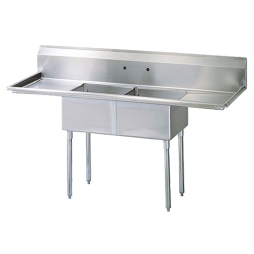 EFI SI824-2B 24x24x14 Corner Drain Two Compartment Sink With Two Drain Boards