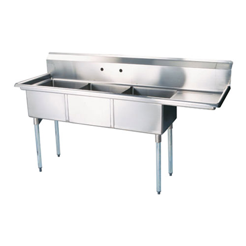 Efi Si824 3r 24 X 24 X 14 Corner Drain Three Compartment Sink With Right Drain Board