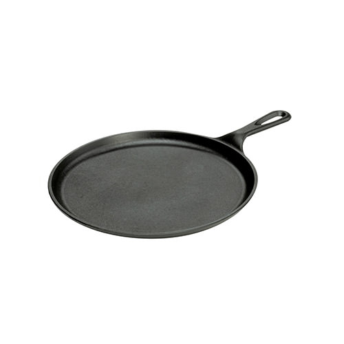Winco IGL-10, 10-Inch Black Coated Round Cast Iron Grill Pan