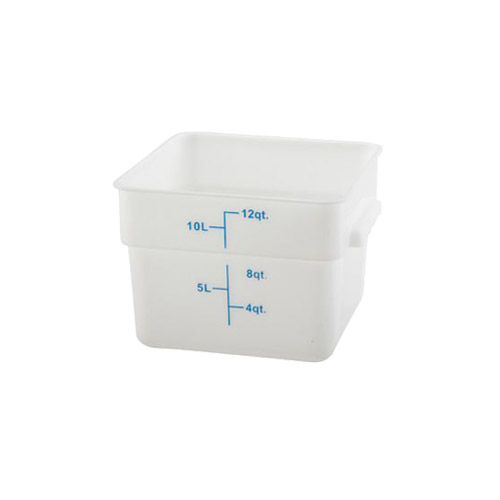 Winco PESC-12 12 Qt Polypropylene White Square Food Container