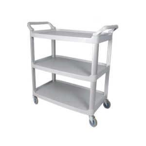 Winco UC-2415G 16″ x 32″ Plastic 3 Shelf Utility Cart Grey