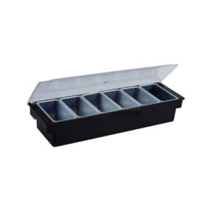Winco CCH-6 6 Compartment Black Plastic Condiment Holder