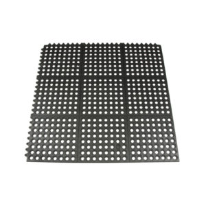 Winco RBMI-33K 3' x 3' Black Interlocking Floor Mat - 1/2