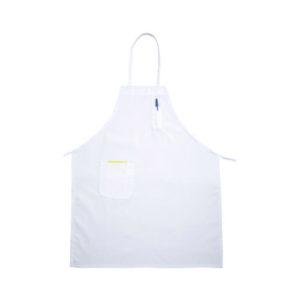 Winco BA-PWH White Full Size Bib Apron With Pocket - 33