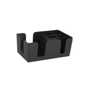 Winco BC-6 6 Compartment Black Plastic Bar Caddy