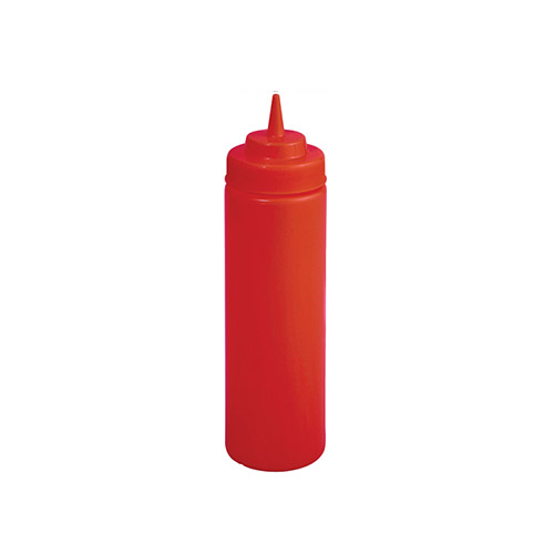 Winco PSW-16R 16 Oz Red Wide Mouth Squeeze Bottle – 6 / Pack