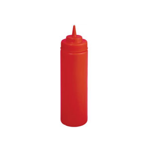 Winco PSW-24R 24 Oz Red Wide Mouth Squeeze Bottle – 6 / Pack