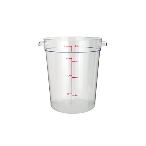 Winco PCRC-8 8 Qt Clear Round Food Container