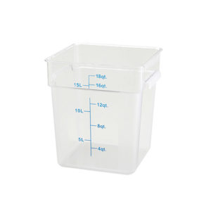 Winco PTSC-18 18 Qt Polypropylene Clear Square Food Container