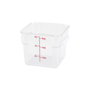 Winco PTSC-6 6 Qt Polypropylene Clear Square Food Container
