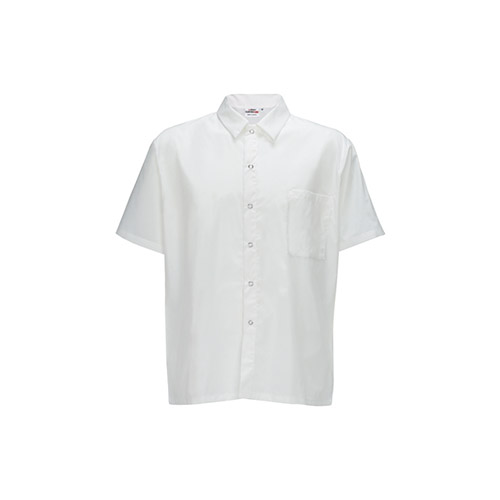 Winco UNF-1W White Poly-Cotton Blend Short Sleeved Chef Shirt - Vortex ...