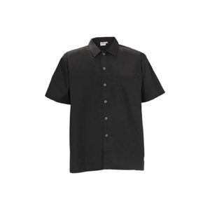 Winco UNF-1KXXL Black Poly-Cotton Blend Short Sleeved Chef Shirt - Double Extra Large