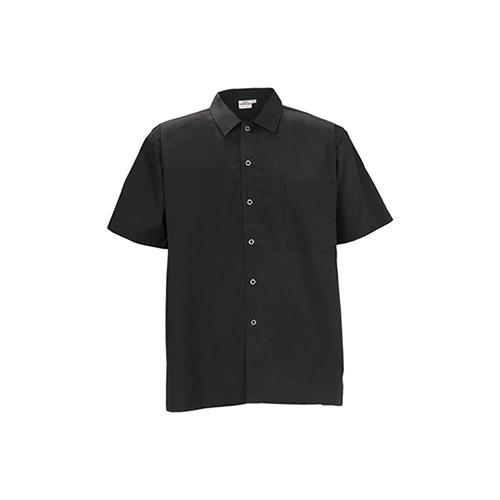 Winco UNF-1KXXL Black Poly-Cotton Blend Short Sleeved Chef Shirt - Double Extra Large