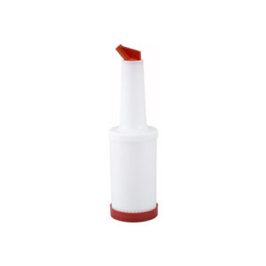 Winco PPB-1R 1 Qt Liquor Pour Bottle With Red Spout and Cap