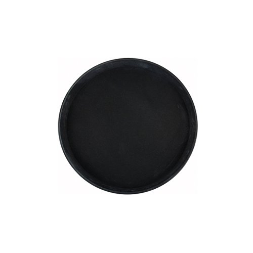 Winco TRH-16K 16″ Easy Hold Round Black Rubber Lined Plastic Tray