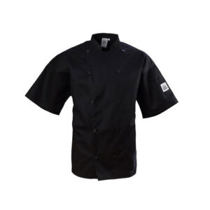 Chef Revival J109BK-S Basic Black Short Sleeve Double-Breasted Chef Coat - Small