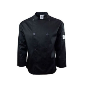 Chef Revival J200BK-S Performance Black Long Sleeve Double-Breasted Chef Coat - Small