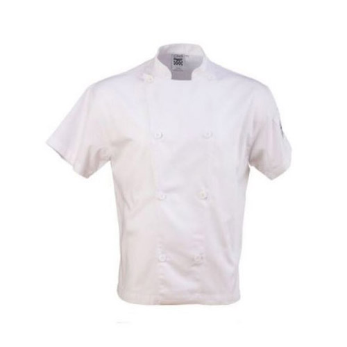 Chef Revival J205-M Performance White Short Sleeve Double-Breasted Chef Coat - Medium