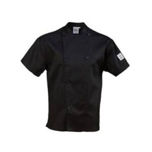 Chef Revival J205BK-L Performance Black Short Sleeve Double-Breasted Chef Coat - Large