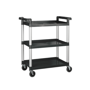 Winco UC-2415K 17″ x 36″ Plastic 3 Shelf Utility Cart Black