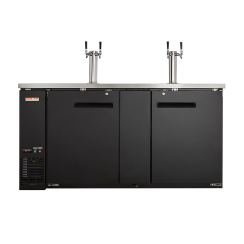 New Air NBD-69-SB 69″ Double Door Beer Dispenser Refrigerator With Double Tab Tower