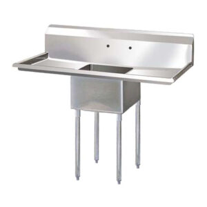 EFI SI821-1B 18″ x 21″ x 14″ Corner Drain One Compartment Sink With Two Drain Boards