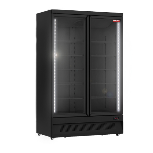 New Air NGR-49-HB 49″ 2 Swing Door Glass Refrigerator Merchandiser - All Black